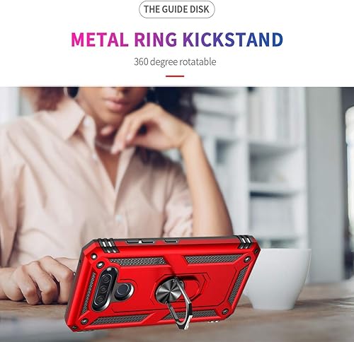 Miniatura 10 de Compatible con LG K50 CaseLG Q60 Funda para teléfono, grado militar Soporte magnético para anillo de coche Soporte Defender Funda protectora (negro)