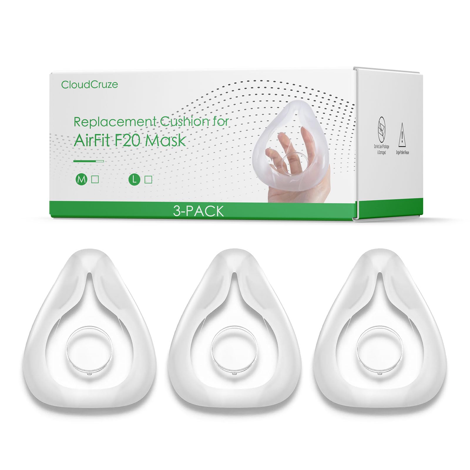 Replacement Cushion for AirFit F20 Mask Medium, 3-Pack Compatible with Original F20 Frame, Reliable Seal & Perfect Fit for Full Face Mask