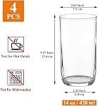Berglander Highball Ensemble de lunettes 4pc, 14 oz Tall PET Verres Collins, coupes en verre réutilisables, verre à bar pour boissons, bière, jus, lait, mojito, boisson froide
