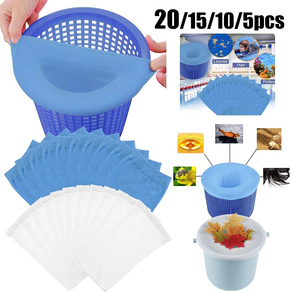 Kit d'entretien aspirateur Piscine Chaussettes d'écumoire de Piscine Filtre à débris de Feuilles Filtre à Mailles en Nylon pour réservoirs de Stockage d'eau Domestique(20 Loading)