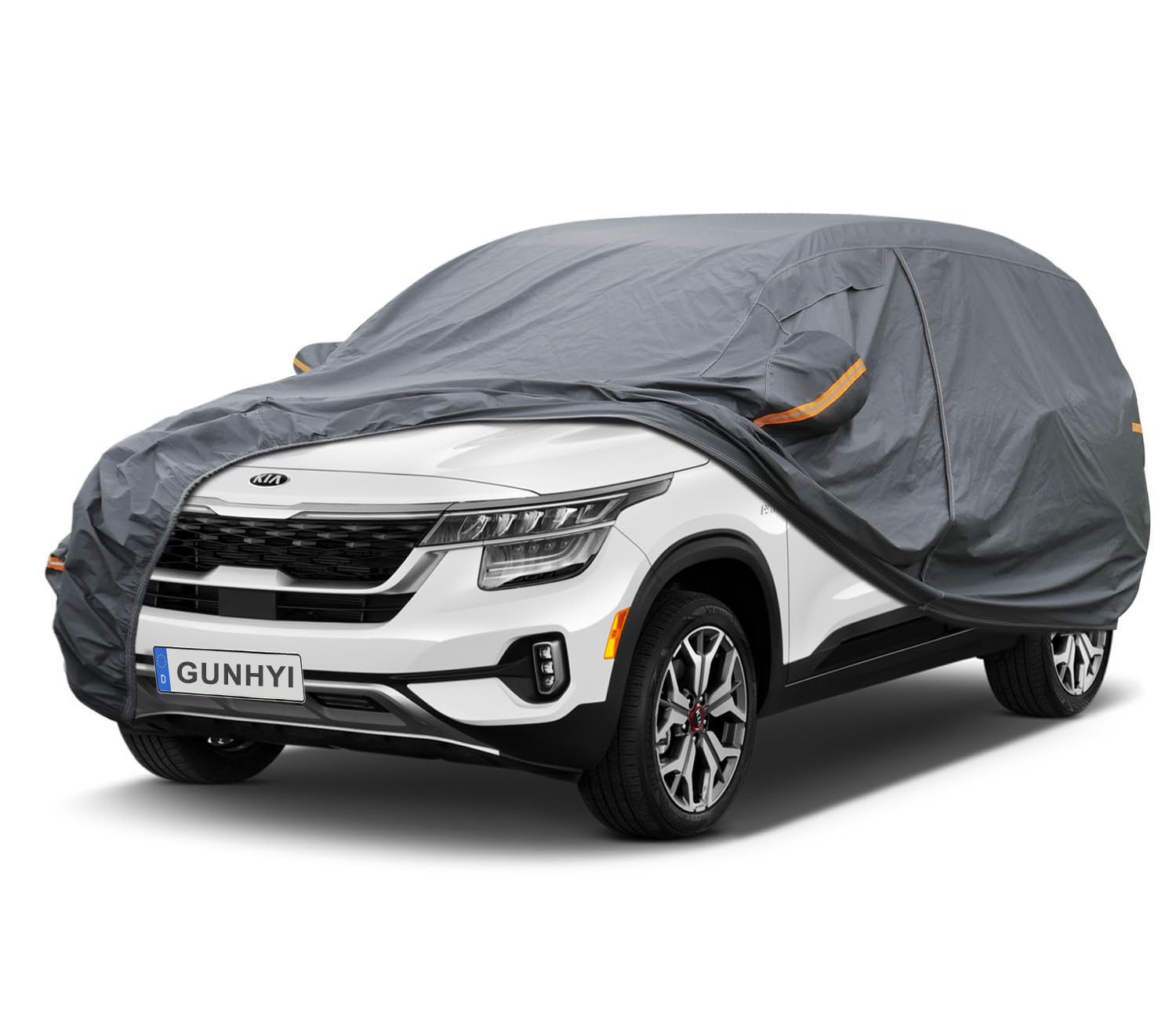 GUNHYI Premium Car Cover Custom Fit Kia Seltos, 16 Layers Heavy Duty Car Cover Waterproof All Weather with Zipper Door for Sun Rain Snow Dust Uv Protection