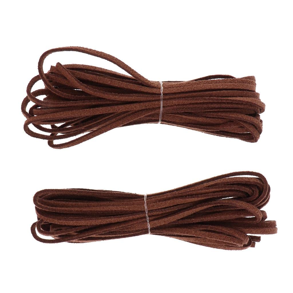 SHOPORA® 2pcs 3mm Flat Leather Strip Cord Braiding String 5 Yards Dark Brown | Clothing Shoes & Accessories | Mens Accessories | Other Mens Accessories-image-6