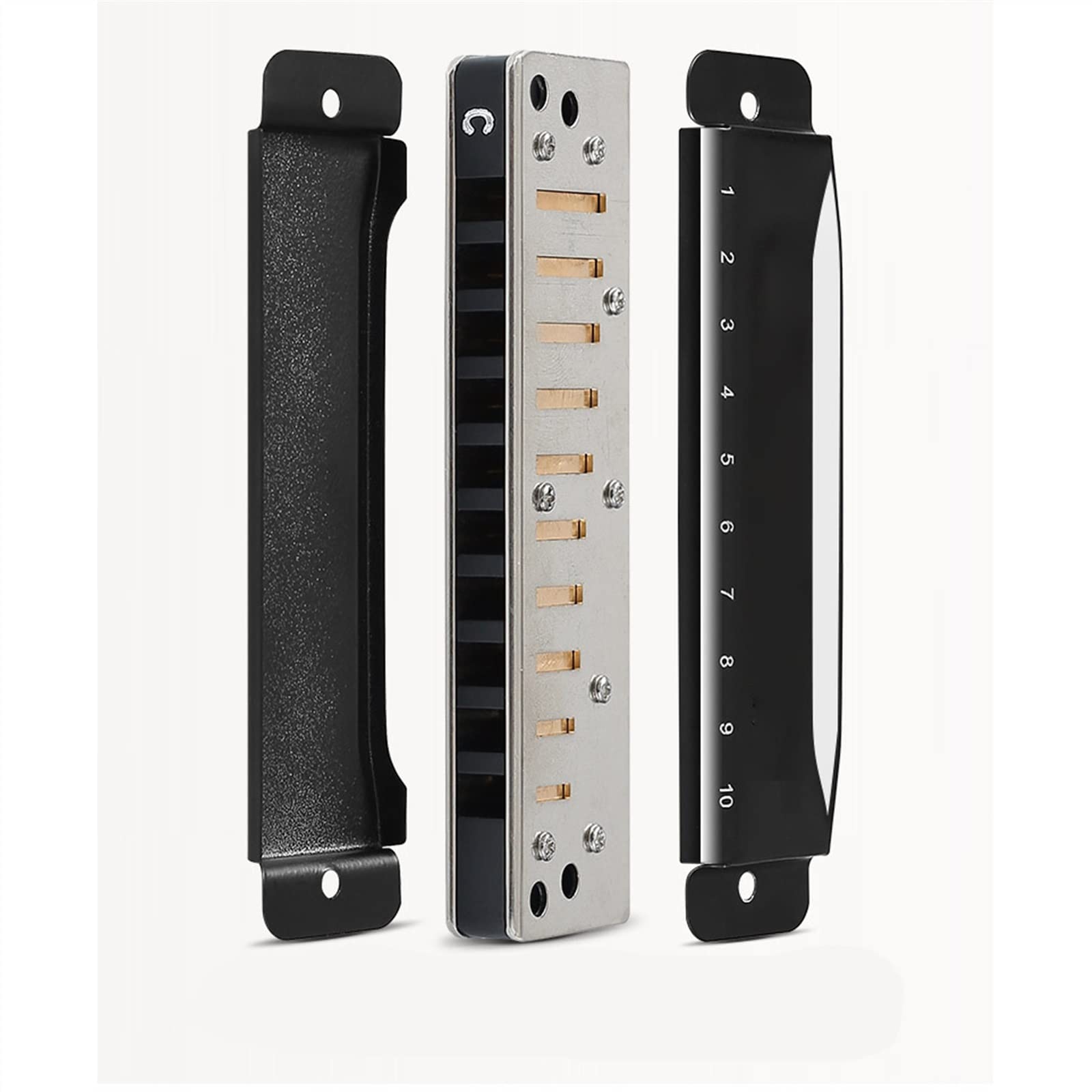 Standard Mundharmonikas Mundharmonika 10-Loch-Tonart C Für Professionelle Darbietung Anfänger Kinderharmonika (Color : Bk-G Key)