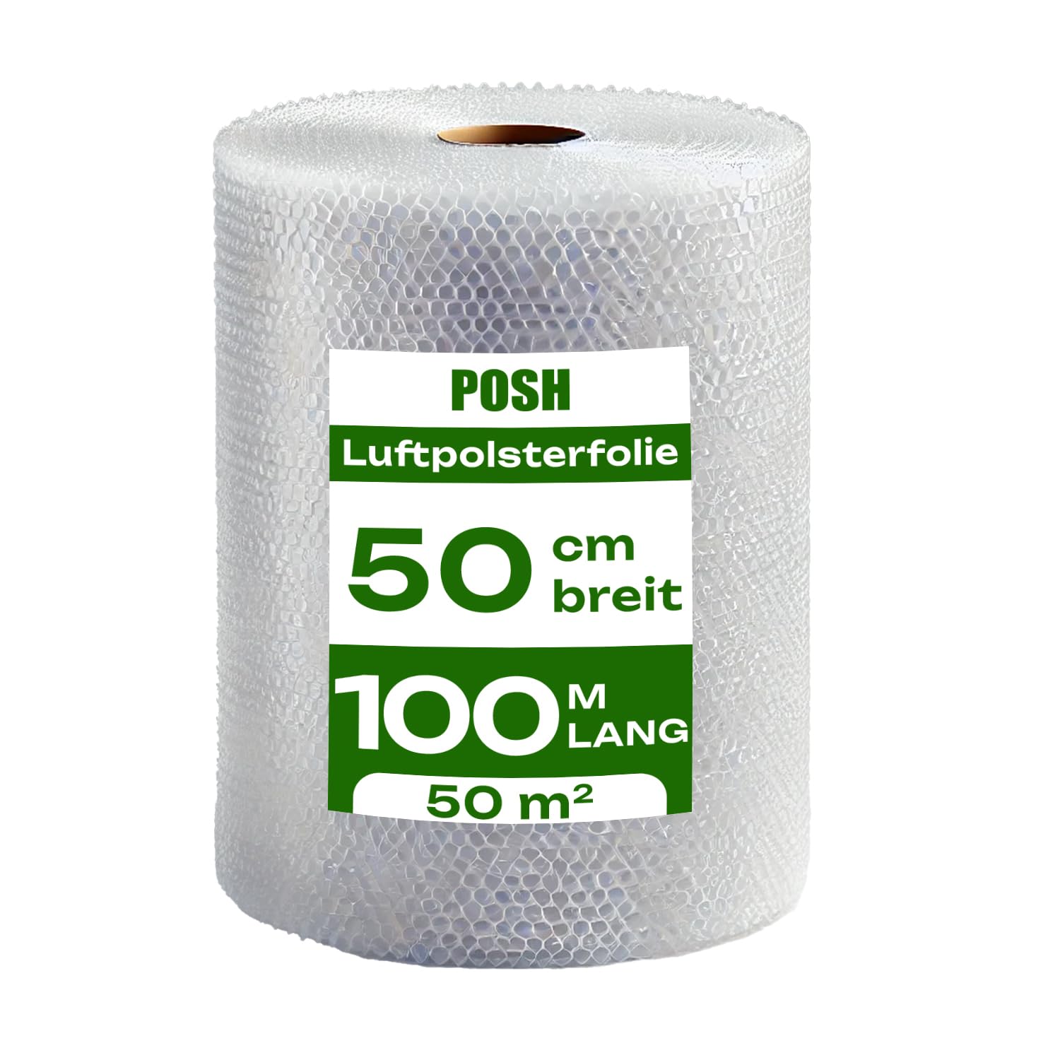 POSH Film à bulles 100 m x 50 cm de large, idéal pour l'emballage, l'expédition et la protection, matériau de remplissage