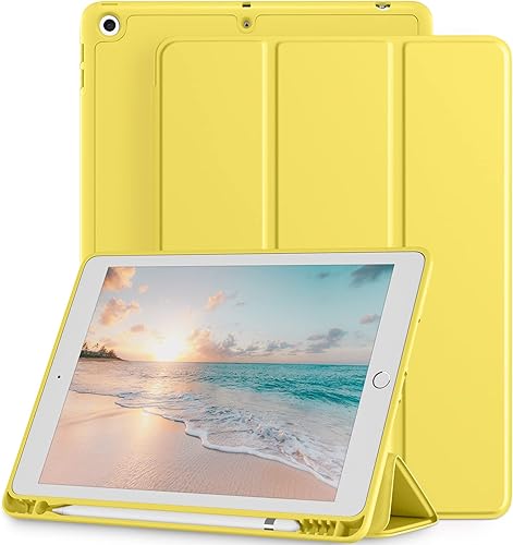Miniatura 45 de Mastten Funda compatible con iPad de 9ª/8ª/7ª generación, para iPad de 10.2 pulgadas con soporte para lápiz, cubierta trasera de TPU Smart Stand