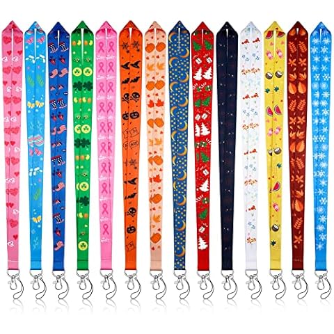 Marspark 14 Pieces Seasonal Lanyards Holiday Neck Office with Stainless Swivel Hooks, Styles Teacher for ID Badge Holders Women Key Pass School (Seasonal Style), Multicolor, L Cover