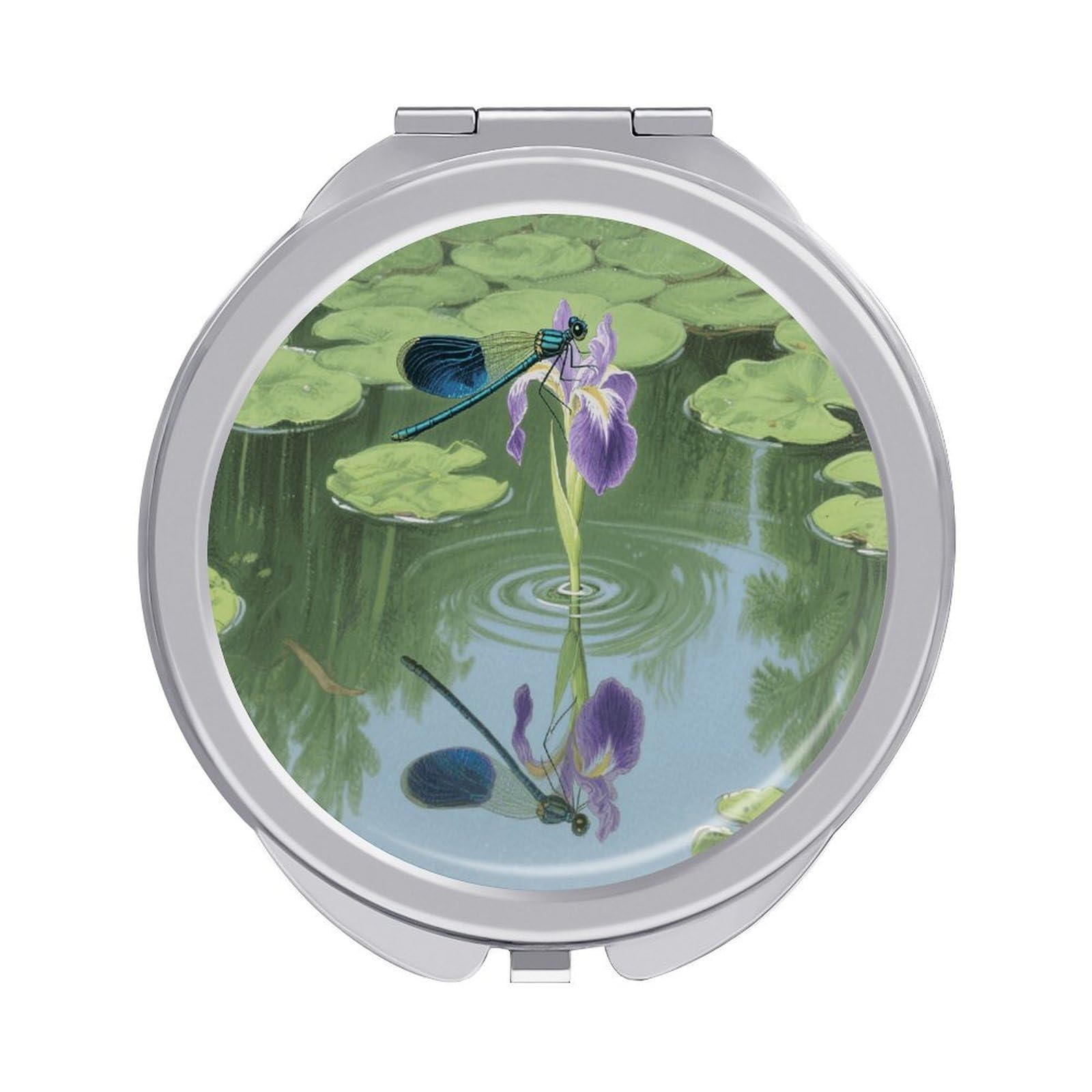 VstaDank Dragonflies Travel Makeup Mirror 2 X /1 X Magnifying Mini Vintage Pocket Mirror for Purse Small Portable Folding Small Round Mirrors Portable Vanity Mirrors for Women