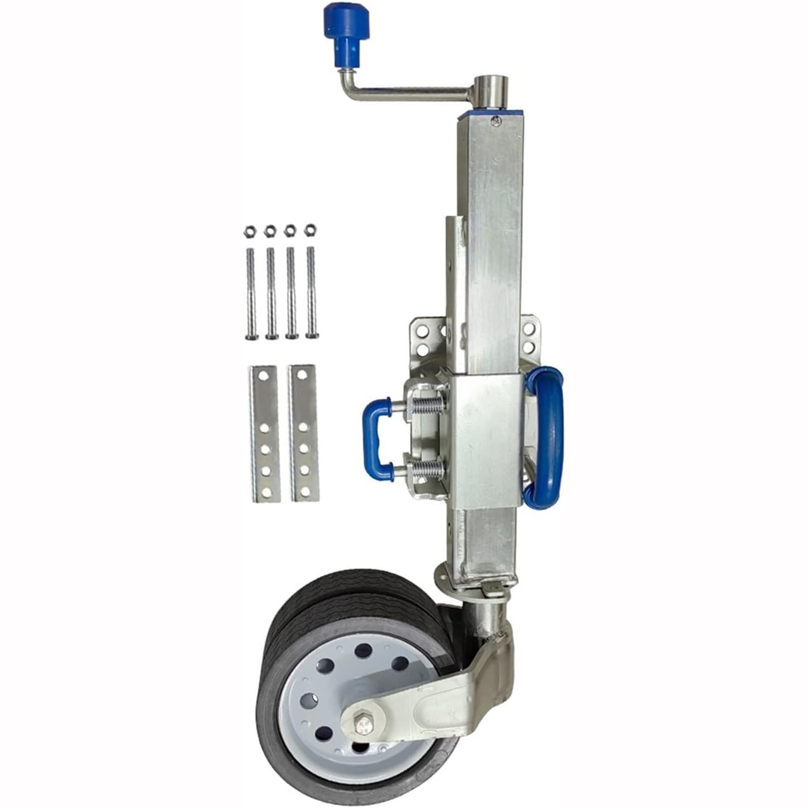Gato de remolque resistente, altura ajustable de doble rueda para caravanas, campistas y barcos todoterreno, soporte robusto para remolque y estacionamiento