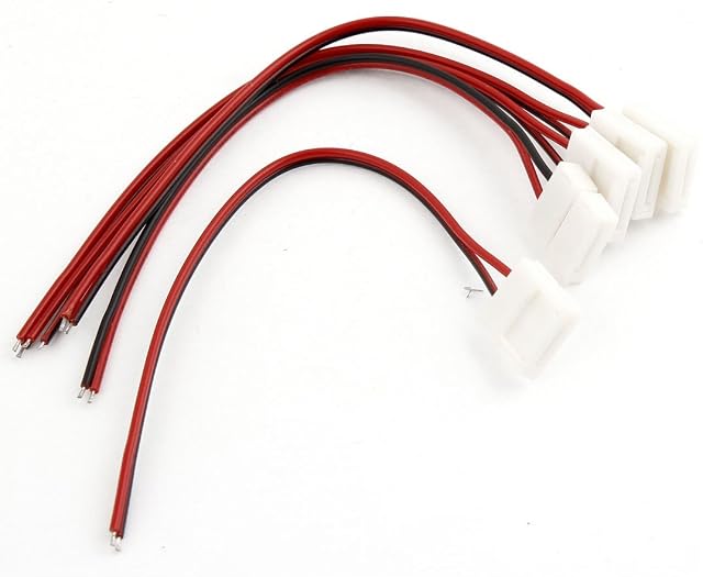 5 x 10mm 5050 LED Light Strip to Wire Connector PCB Adapter 2Pin White