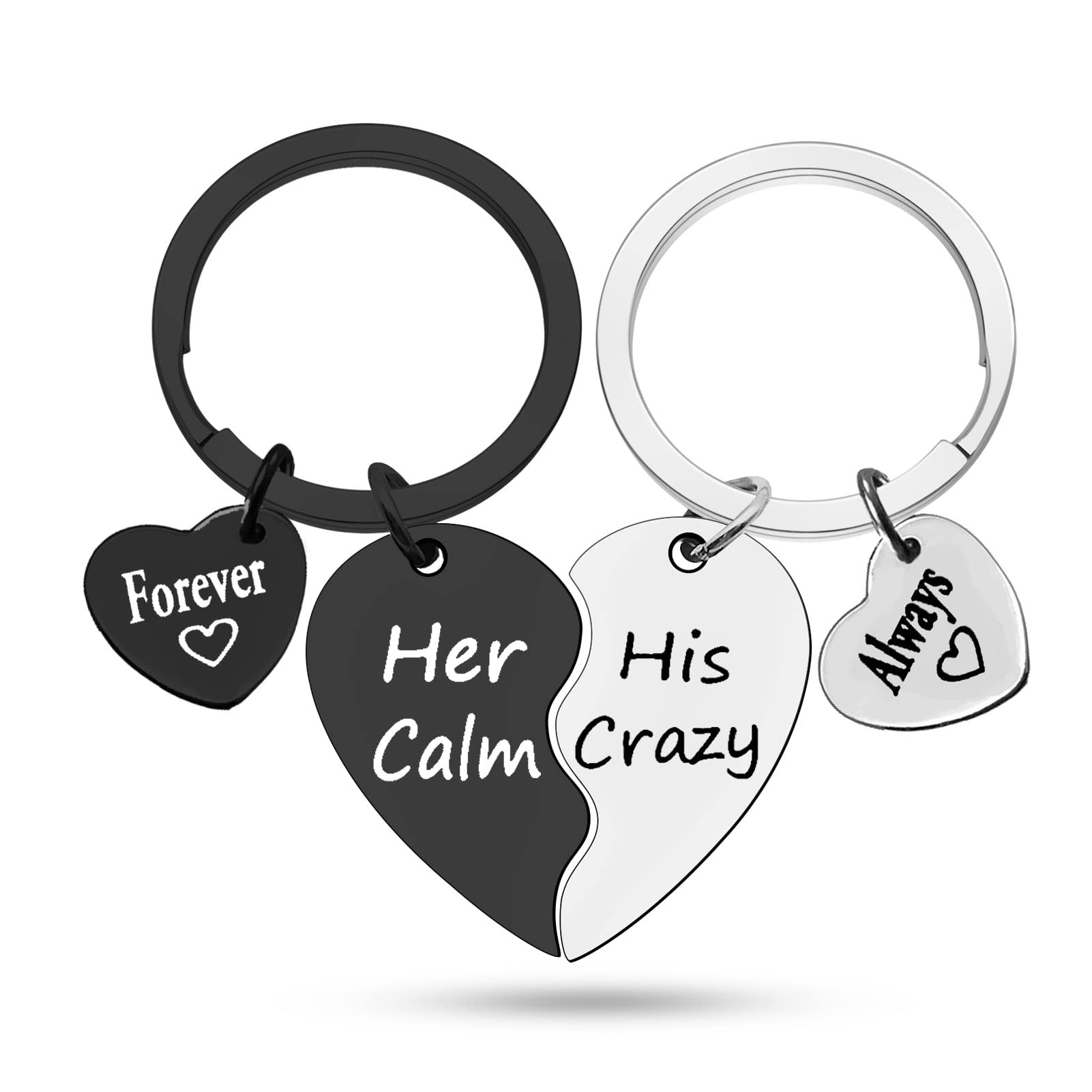 Heigebi Valentine’s Day Gift for Couple 2Pcs Keychain for Boyfriend Girlfriend Birthday Gift for Husband Wife Anniversary Jewelry Gift for Him Her Wedding Keyring Set Gift I Love You Friendship
