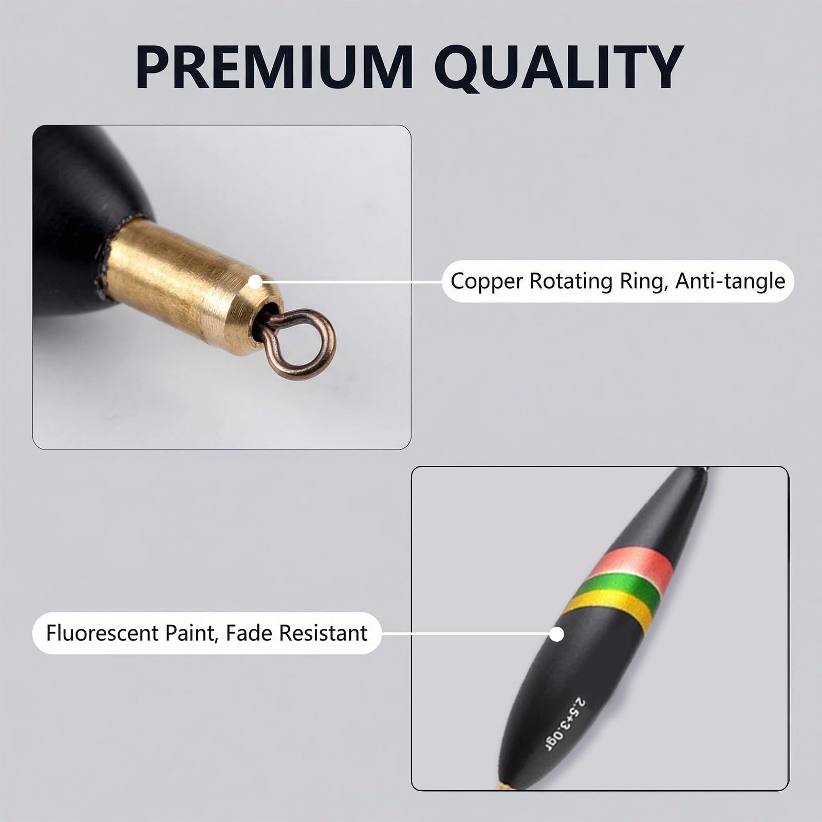 Waggler Set 5 Unidades 3.2g-5.5g - Flotadores de Pesca para Diversas Situaciones
