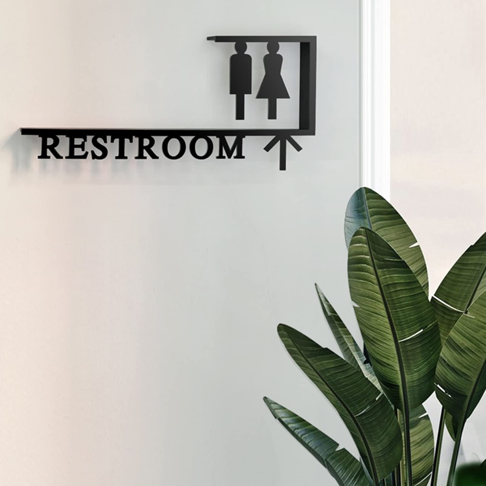 Toiletten Wegweiser Aus Acryl – Selbstklebend, 30x10 Cm, Mit Pfeilen Für Unisex-WCs In Büro, Restaurant, Hotel