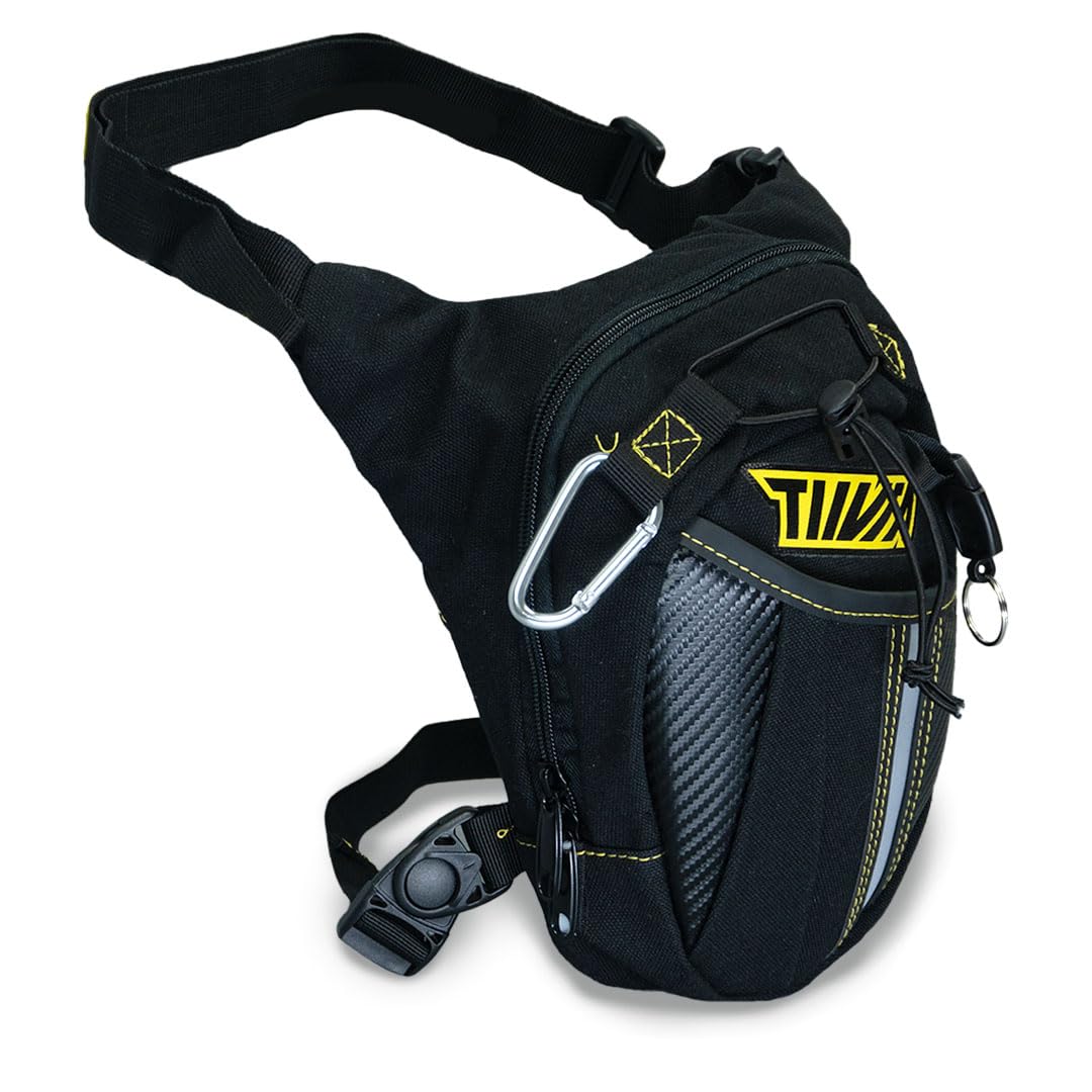 TIIVRA Waist Bag/Thigh Bag/Fanny Pack for Men Women, Multipurpose - Riding, Strap to Leg Or Hip for Motorcycling, Outdoor, Hiking, Adventure & Travel (Black)