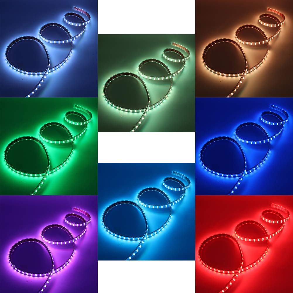 Ruban LED RGB 5050 60 LEDs/m IP65 Étanche - 220-240V - Avec Télécommande 24 Touches - 1 Mètre - 10