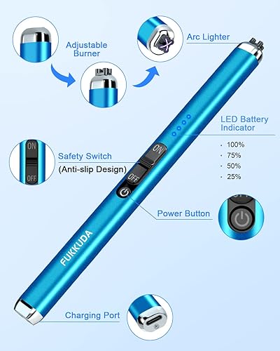 Miniatura 12 de 【Actualizado】 Encendedor eléctrico de doble arco recargable USB encendedor de arco de plasma para velas (gris espacial) Negro -,Oro,Gris,Negro