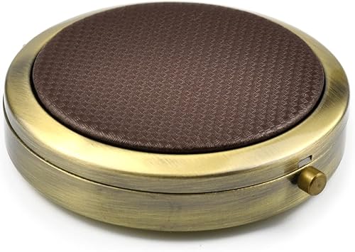 Miniatura 7 de Pastillero compacto retro con espejo para bolso organizador de medicamentos de viaje (amarillo)