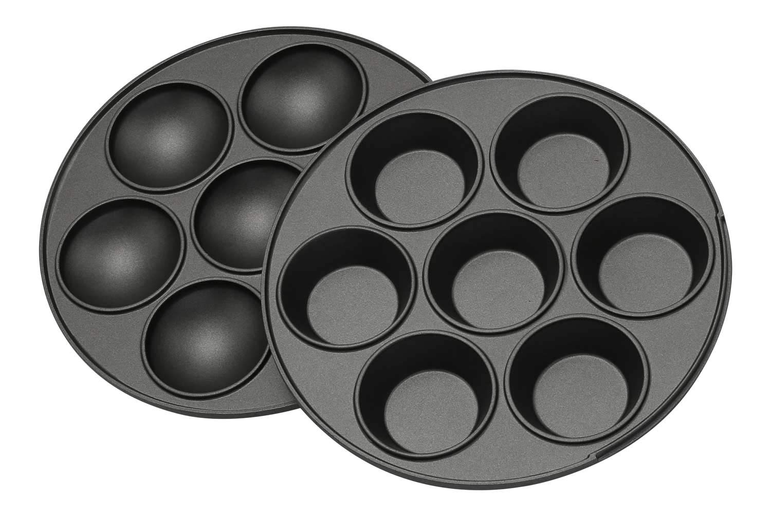 3 en1 Moule à donut, muffins et popcake maker 3 plaques de cuisson interchangeables Rouge métallique