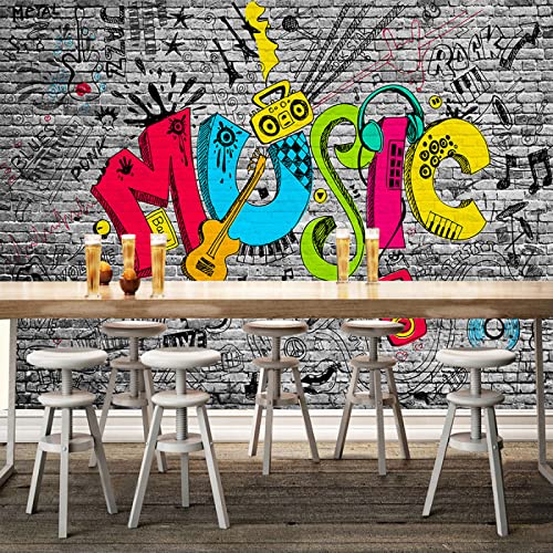 Lhgbgbln 3D Photo Wallpaper Silk Cloth Mural Ktv Bar Restaurant Creative Music Graffiti Art Wall Painting Living Room Sticker #TOP2
