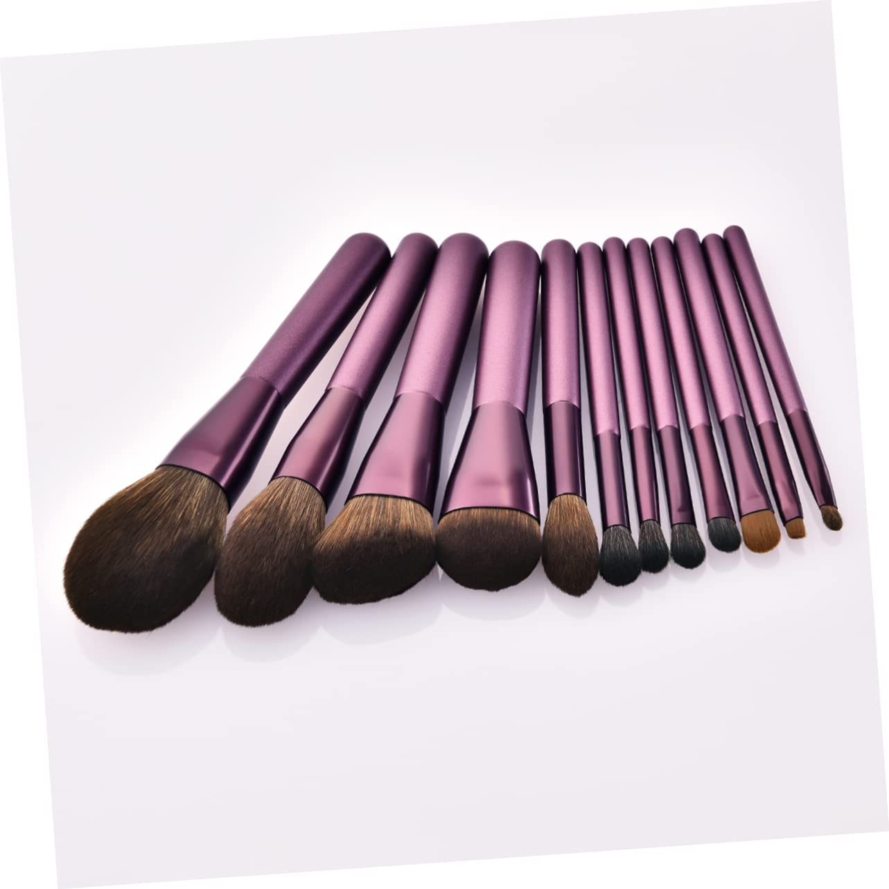 12 pezzi Pennelli Professionali con Setole Nylon e Legno Kit per Blush e Cosmetici Adatto per Donne e