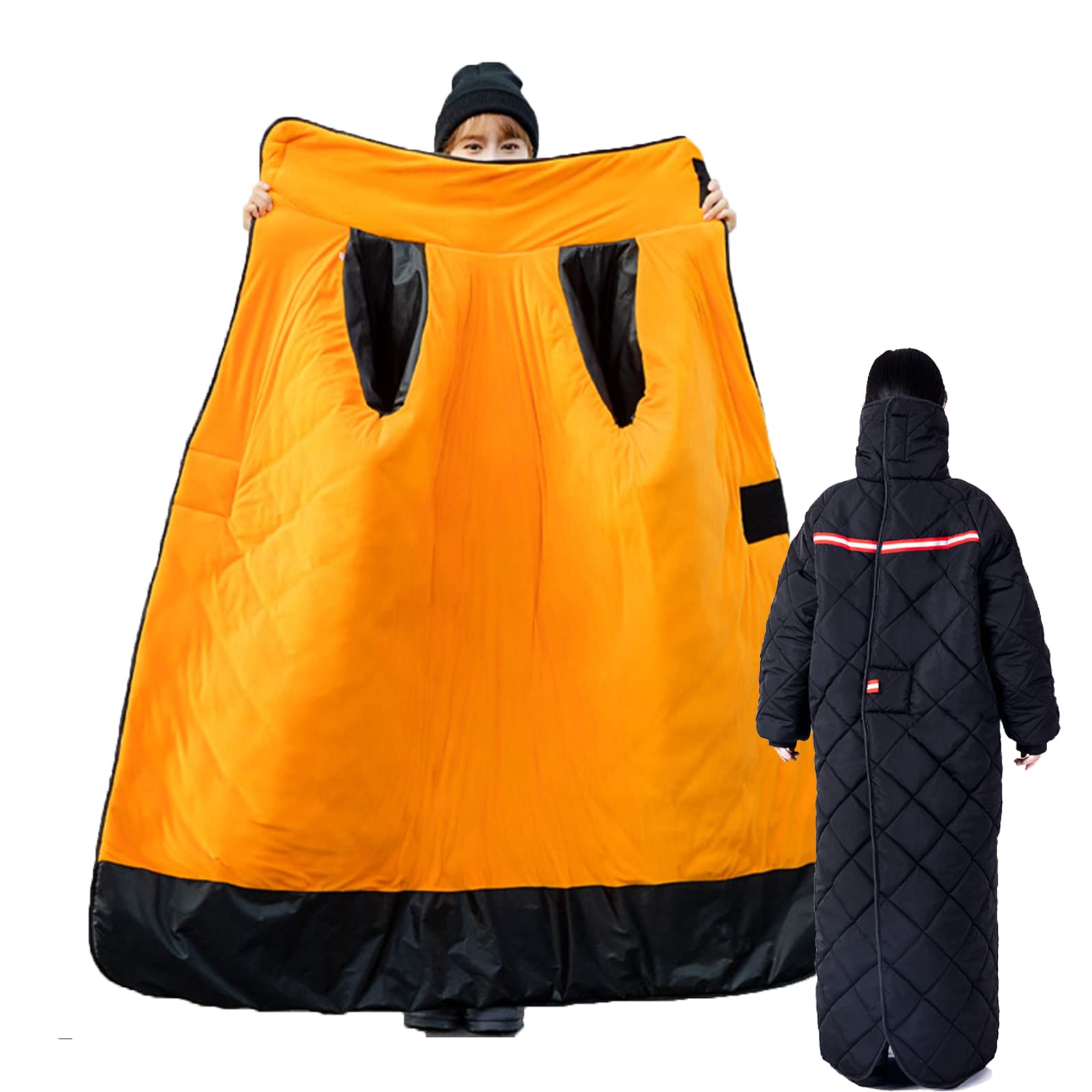 TEMKIN Manta para Silla de Ruedas Ropa Abrigada Invierno a Prueba de Viento e Impermeable de la Cabeza a los pies para sillas de Ruedas, Motocicletas y Bicicletas,Negro,L