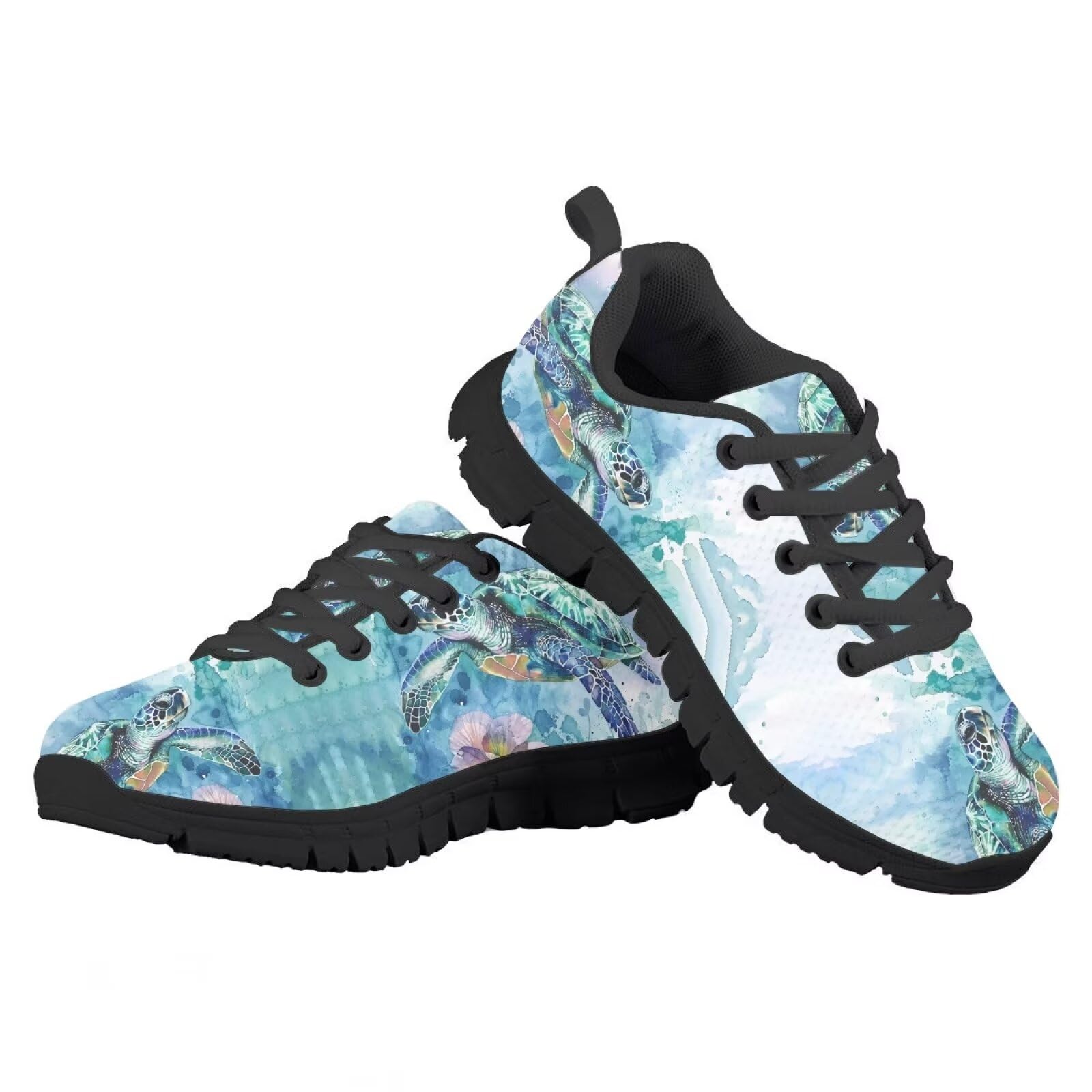 Uourmeti Tie Dye Sea Turtle Tennis Shoes for Boys Size 1 Girls Running Sneakers Back to School Gym Hiking Sports Shoes Kids Mesh Shoes Lace Up Children's Athletic Shoes