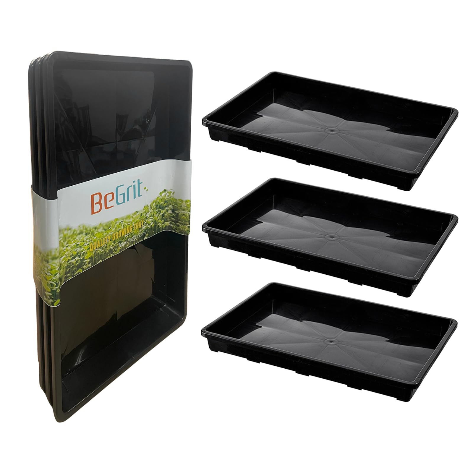 BeGrit 3 Pezzi Vassoi Semina Plastica 44 x 30 x 4,5 cm Germinazione Semina Vaschette Grande Semenzaio vassoio per microgreens rettangolari semi in plastica per Serra Idroponica Giardino Verdura Frutta