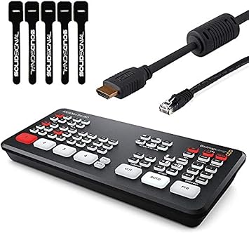 Blackmagic Design ATEM Mini Pro ISO HDMI Live Stream Switcher Bundle with 6 HDMI Cable, 7 Cat5e Cable, and 5-Pack of SolidSignal Cable Ties (SWATEMMINIBPRISO)