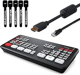 Blackmagic Design ATEM Mini Pro ISO HDMI Live Stream Switcher Bundle with 6’ HDMI Cable, 7’ Cat5e Cable, and 5-Pack of SolidSignal Cable Ties (SWATEMMINIBPRISO)