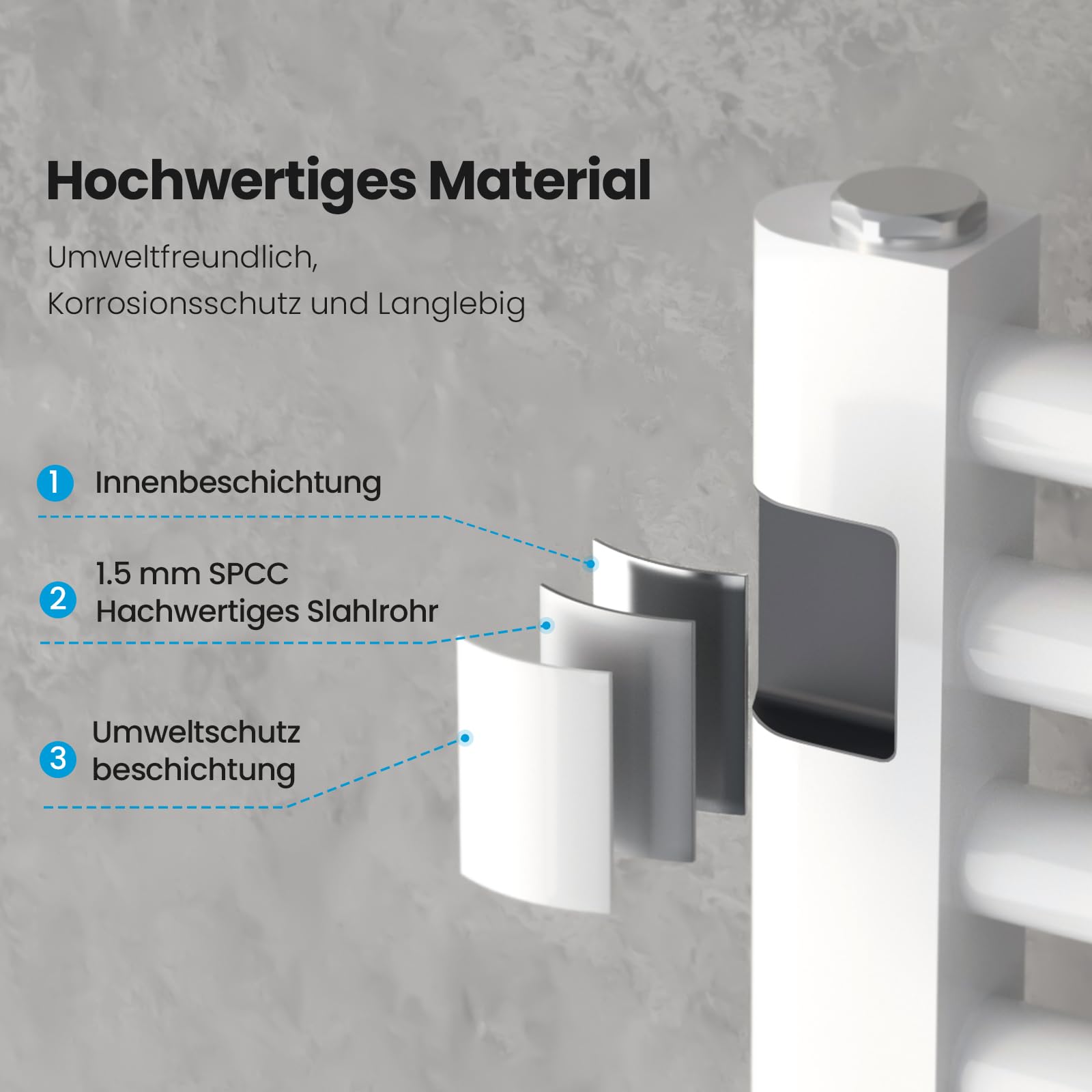 Heilmetz Anthrazit BadHeizkörper 60 x 140 cm Handtuchtrockner 663 Watt Mittelanschluss