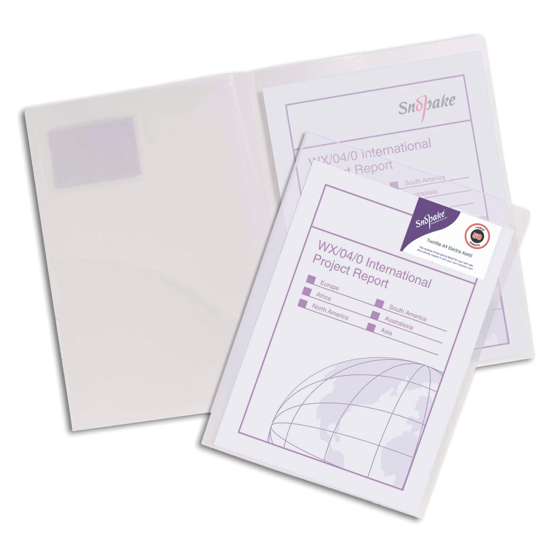 Snopake A4 Clear TwinFile [Pack of 5] Polypropylene Presentation/Report File [14030]