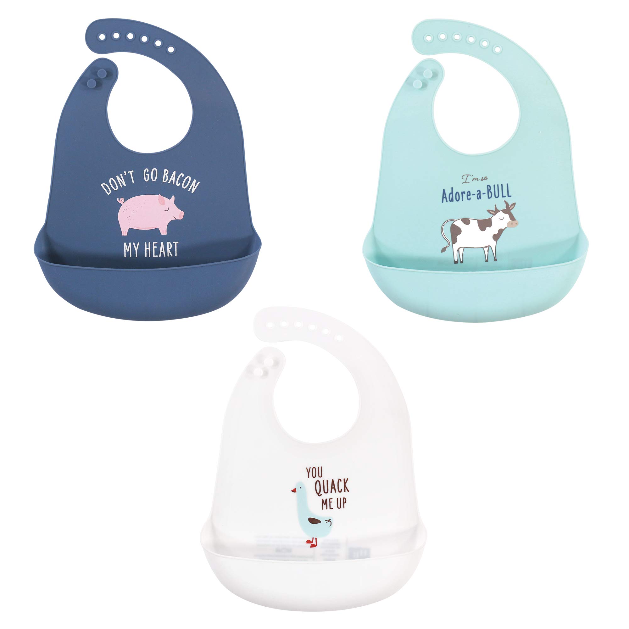 Hudson Baby Unisex Baby Silicone Bibs, Bacon My Heart, One Size