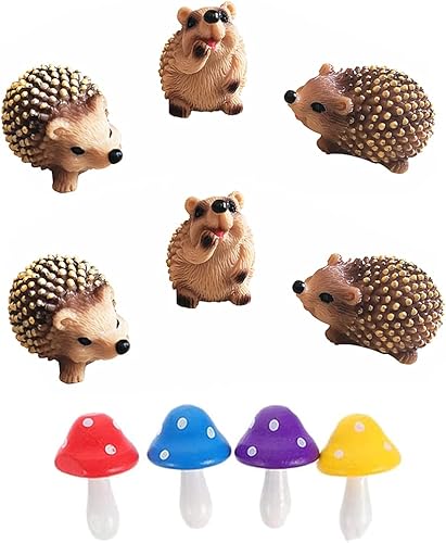 Figuras miniatura de hongos de erizo para exteriores, figuras de animales de jardín para exteriores, accesorios de jardín de hadas, figuras de