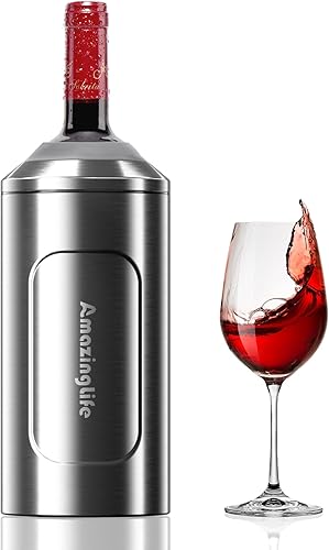 Enfriador de vino, cubo enfriador portátil de champán, manga enfriadora de vino de acero inoxidable, enfriador de botellas de vino mantiene el vino