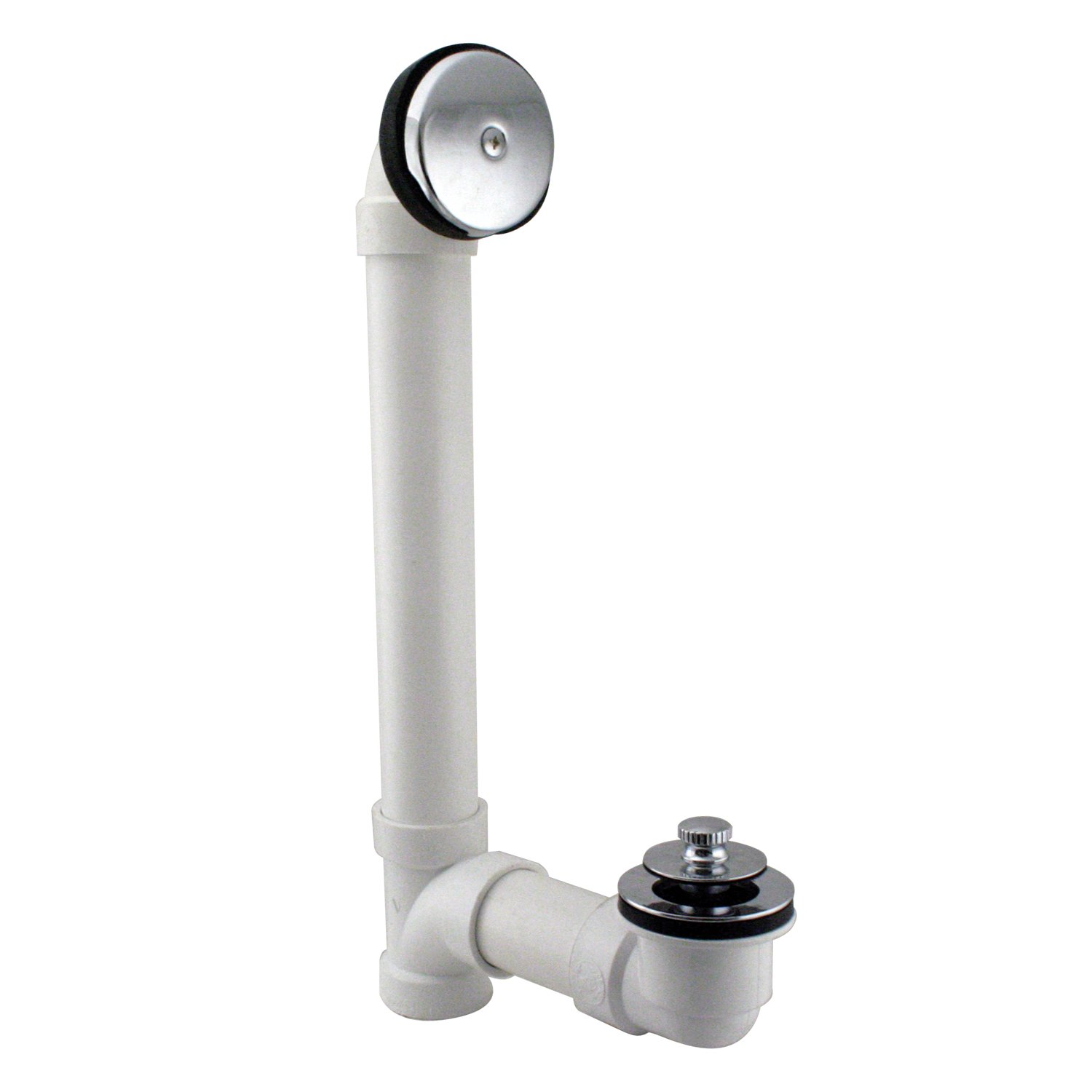 Westbrass A49721-26 1-1/2" Bath Waste & Overflow Assembly with Pull Drain Stopper and One-Hole Faceplate Top Elbow-SCH. 40 PVC, 1-Pack, Polished Chrome