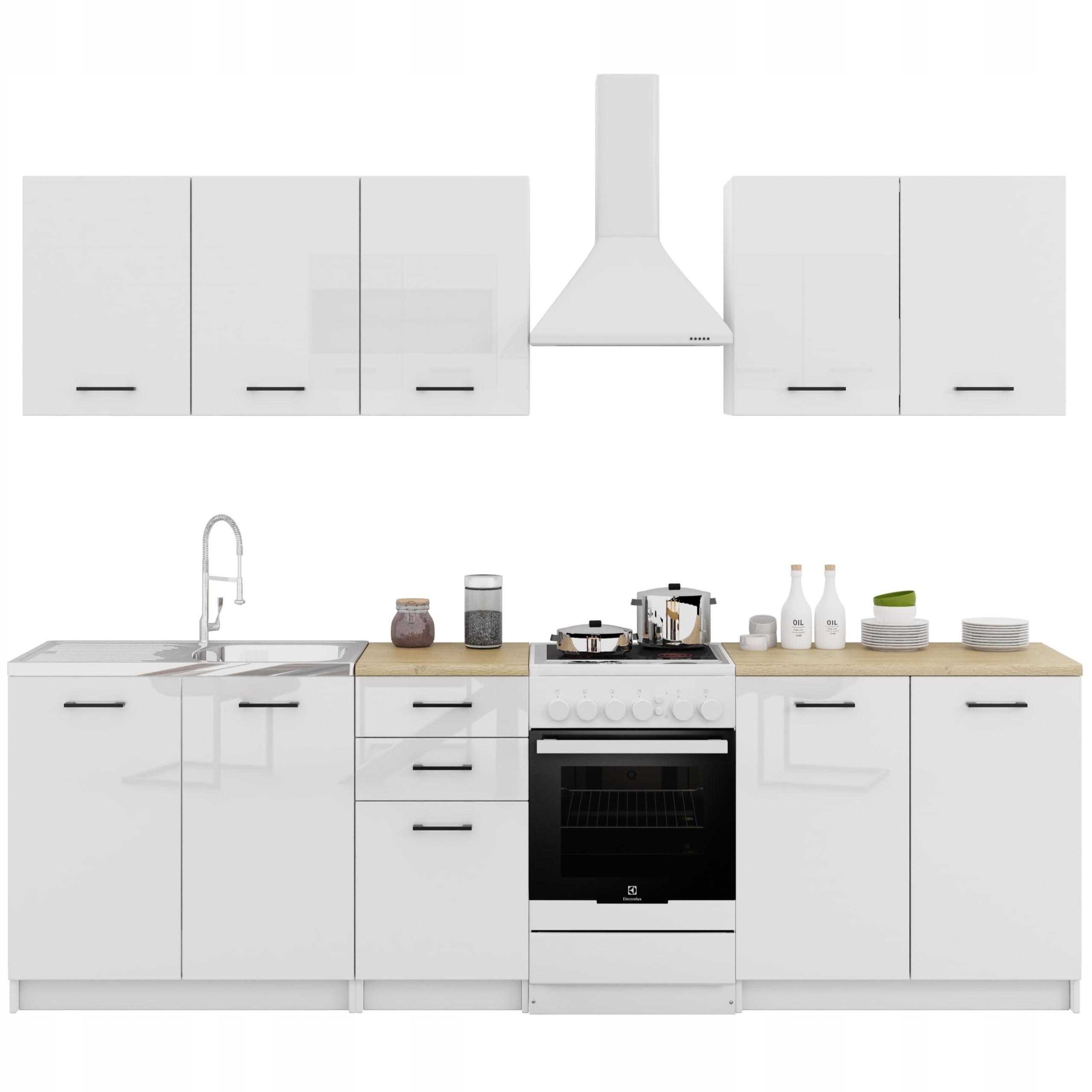 Unterschrank mit Arbeitsplatte 30 cm – Kompakte - praktische Küchenlösung aus MDF mit glänzenden Fronten - einfach zu montieren - ideal für kleine Küchen oder als zusätzliche Stauraumeinheit