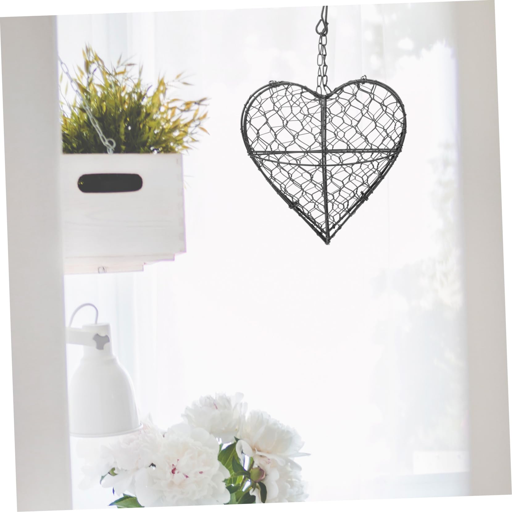 BESTonZON 2 Stück Herzförmige Hangbox Hängende Korb Wand modern Herzen drinnen Pflanzgefäß zum Aufhängen aus Metall schmiedeeiserner Hängekorb Aufbewahrungskorb in Herzform Eisen Schwarz
