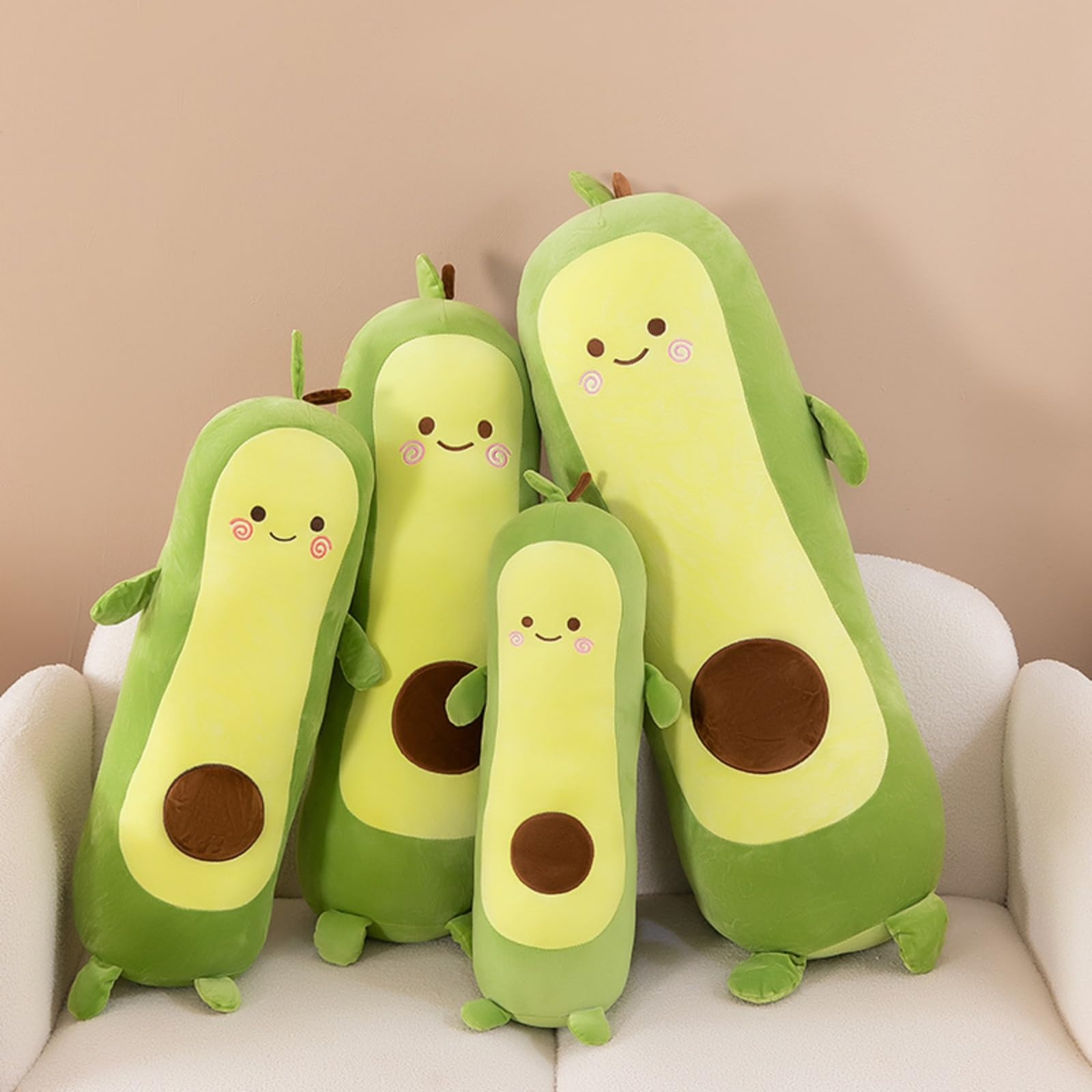 AMOSIJOY Avocado Kuscheltier Groß 70-130cm, Langes Plüschtier Seitenschläferkissen, Kawaii Avocado Stofftier, Weiches Schlafkissen Body Pillow, Deko Geschenk für Mädchen Teenager (A,130cm)