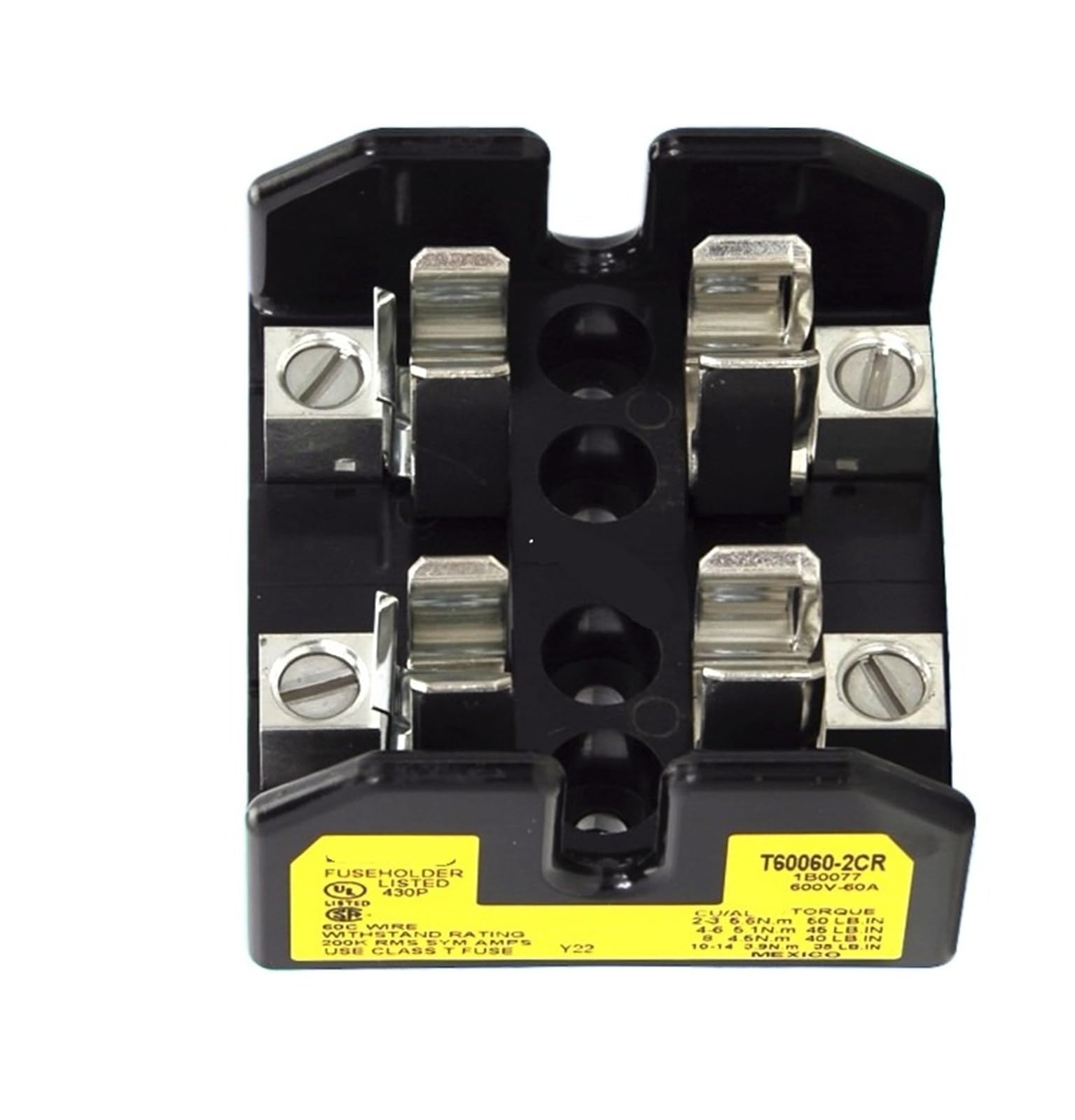 RFXOGTYFZ Fuse Base T60060-1CR-2CR-3CR 600Vac 60A with JJS Fuse UL(T60060-2CR 2P-base)