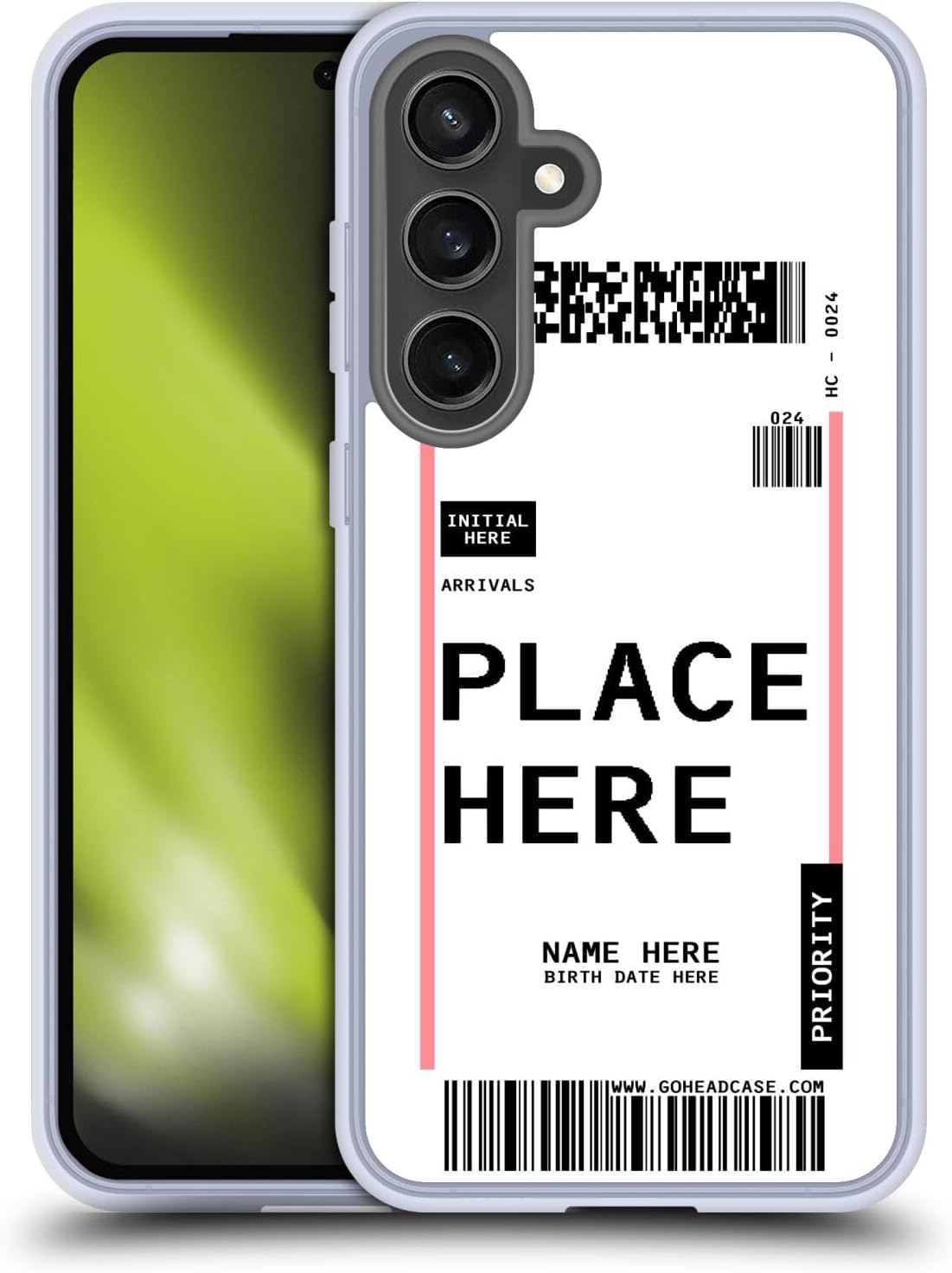 Custom Customized Personalized Luggage Tags Army Green Soft Gel Case [Military Grade Protection] Compatible with Samsung Galaxy S24 FE