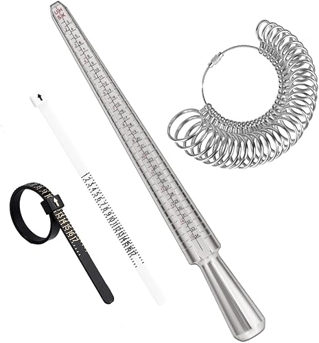 YIEPET Mandril de calibre de anillo, kit de medición de mandril de anillo estadounidense, juego de calibre con herramienta de medición, tamaños 0-15