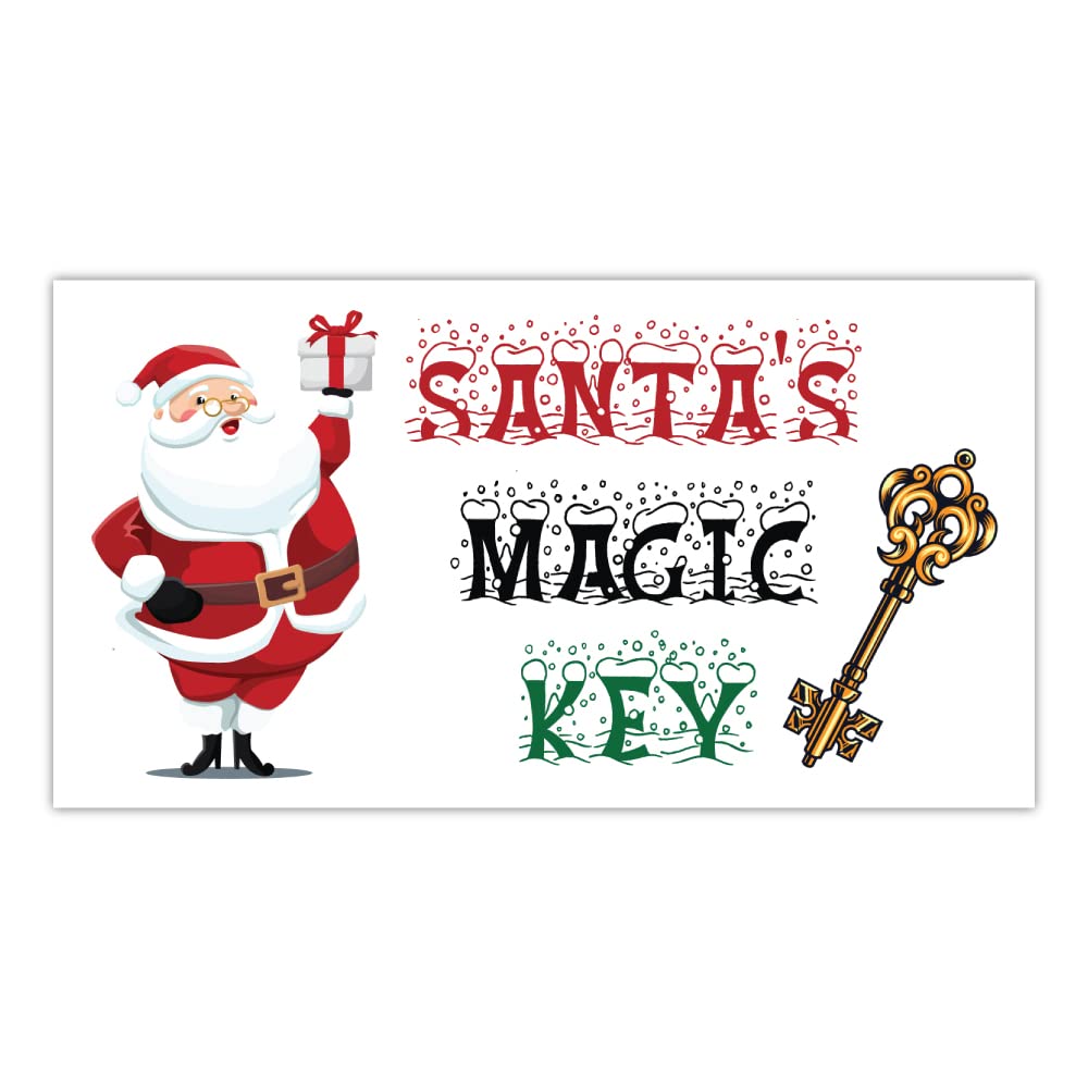Pack of 24 Santa Key Labels (64 mm x 33.8 mm) Santas Magic Key Stickers for Party Bags, Crafts and Sweet Cones Papa Prints®