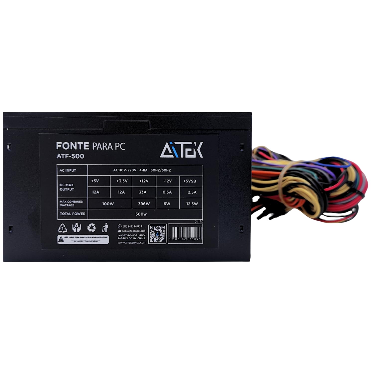 Back panel of ATF-500 power supply showing voltage selector switch