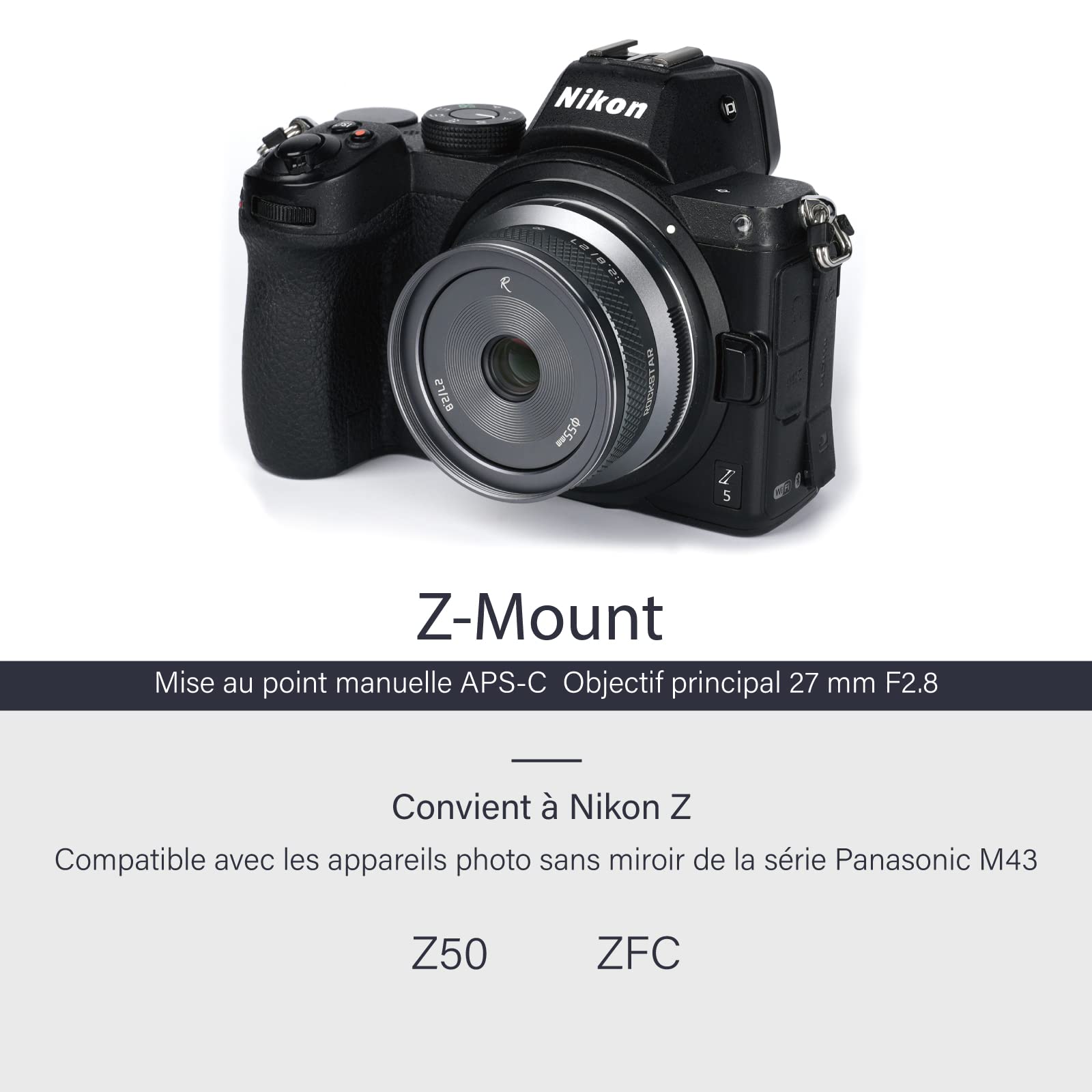 AstrHori 50mm F2.0 large aperture, full-frame lens with manual focal length with blue effect and filter lock, compatible with Nikon Z-Mount mirrorless camera Z50, ZFC, Z5, Z6, Z6II, Z7, Z7II, Z7II