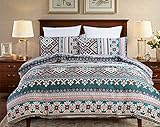 Omelas Kids Bohemian Duvet Cover Set Twin Boys Girls Boho Chic Tribal Green White Red Striped Printed Reversible Bedding Set Exotic Geometric Comforter Cover Soft Microfiber Quilt Cover