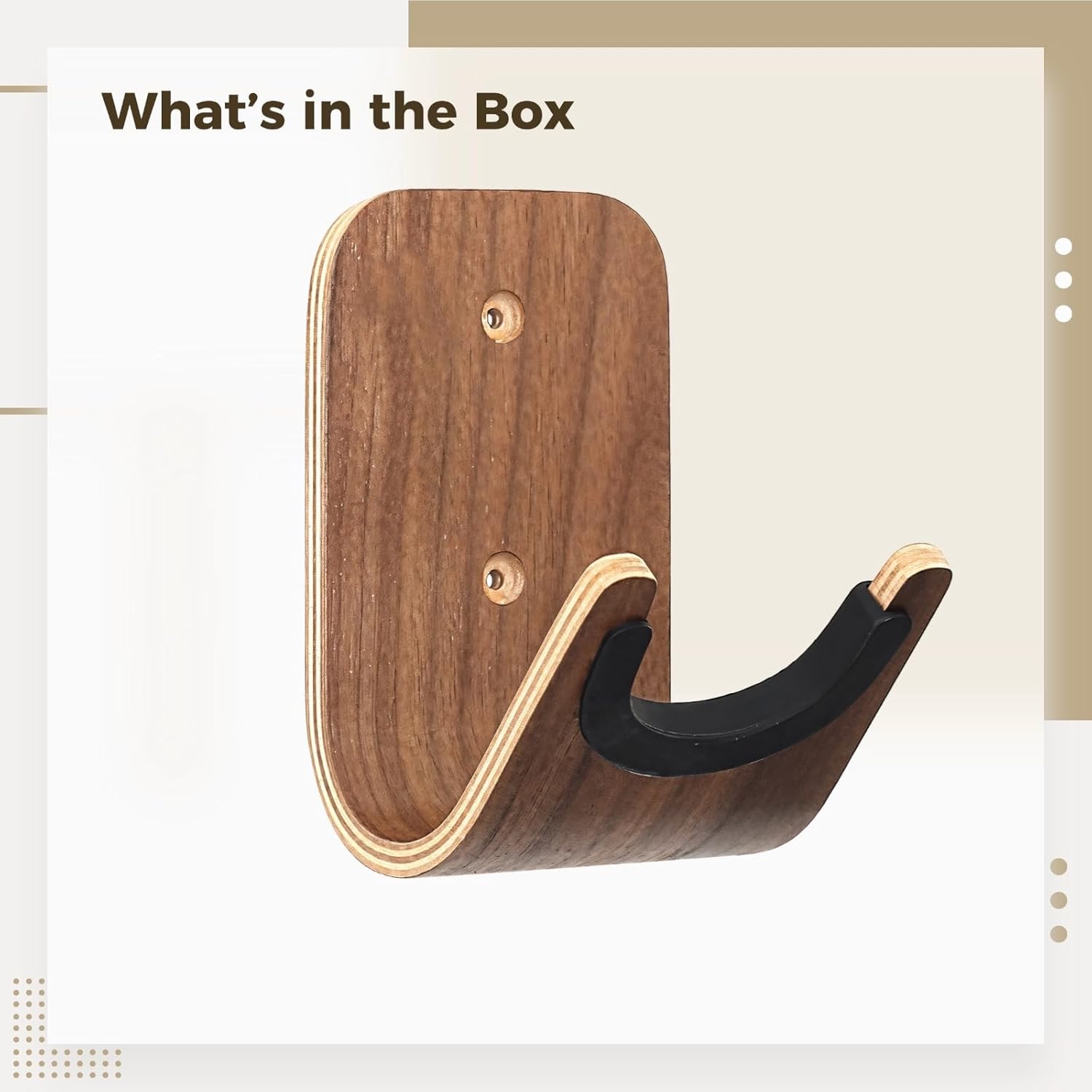 Wall-Mounted Guitar Holder, Wooden Rack With Silicone Cradle, Adhesive Or Screws Installation