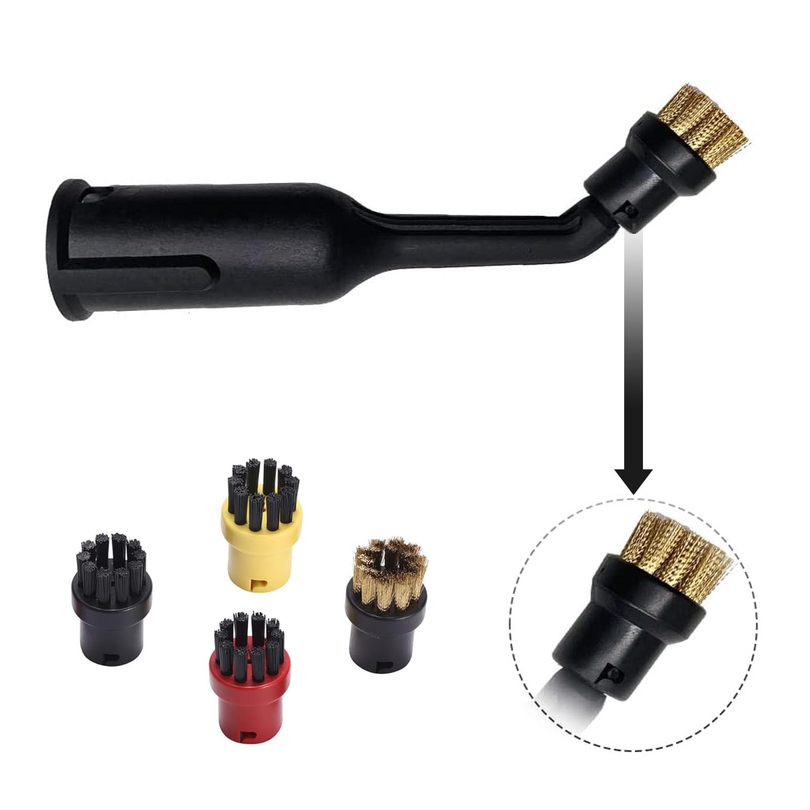 Nettoyeur Vapeur Set, 8 pcs Accessoires pour Nettoyeur Vapeur Kärcher SC1 SC2 SC3 SC4 SC5, comprenant 4 Brosses Rondes, 1 Grande Brosse Ronde, et 3 Buse Pièces Détachées
