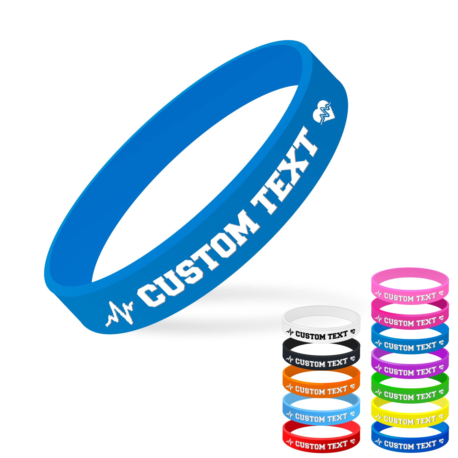 SXLONG Personalised Silicone Bracelet - Custom Wristbands, Personalised ID Wristbands for Kids with Text/Phone Number Custom Rubber Bracelets for Events, Motivation, Gifts (Blue)