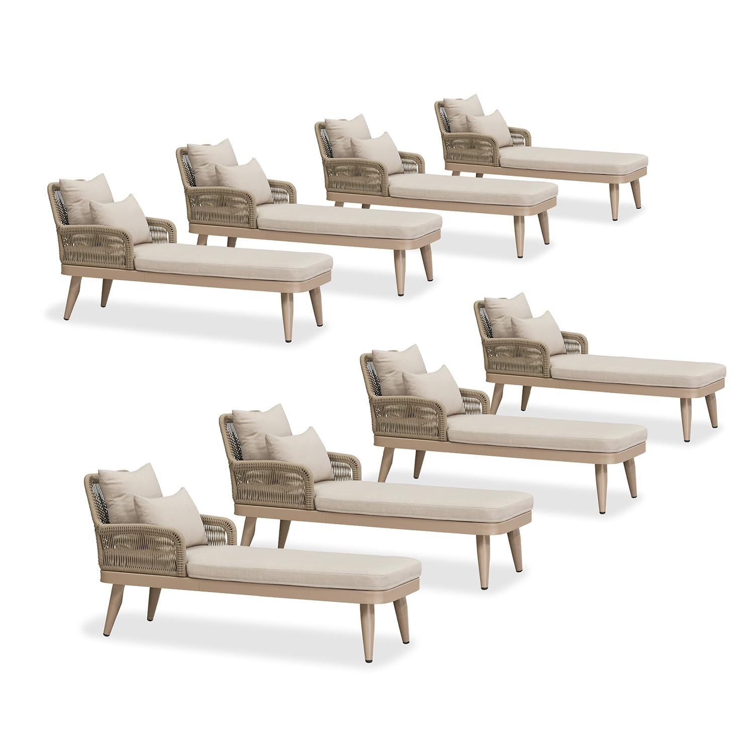 PURPLE LEAF Patio Chaise Lounge Chair with 2 Pillows Aluminum Champagne