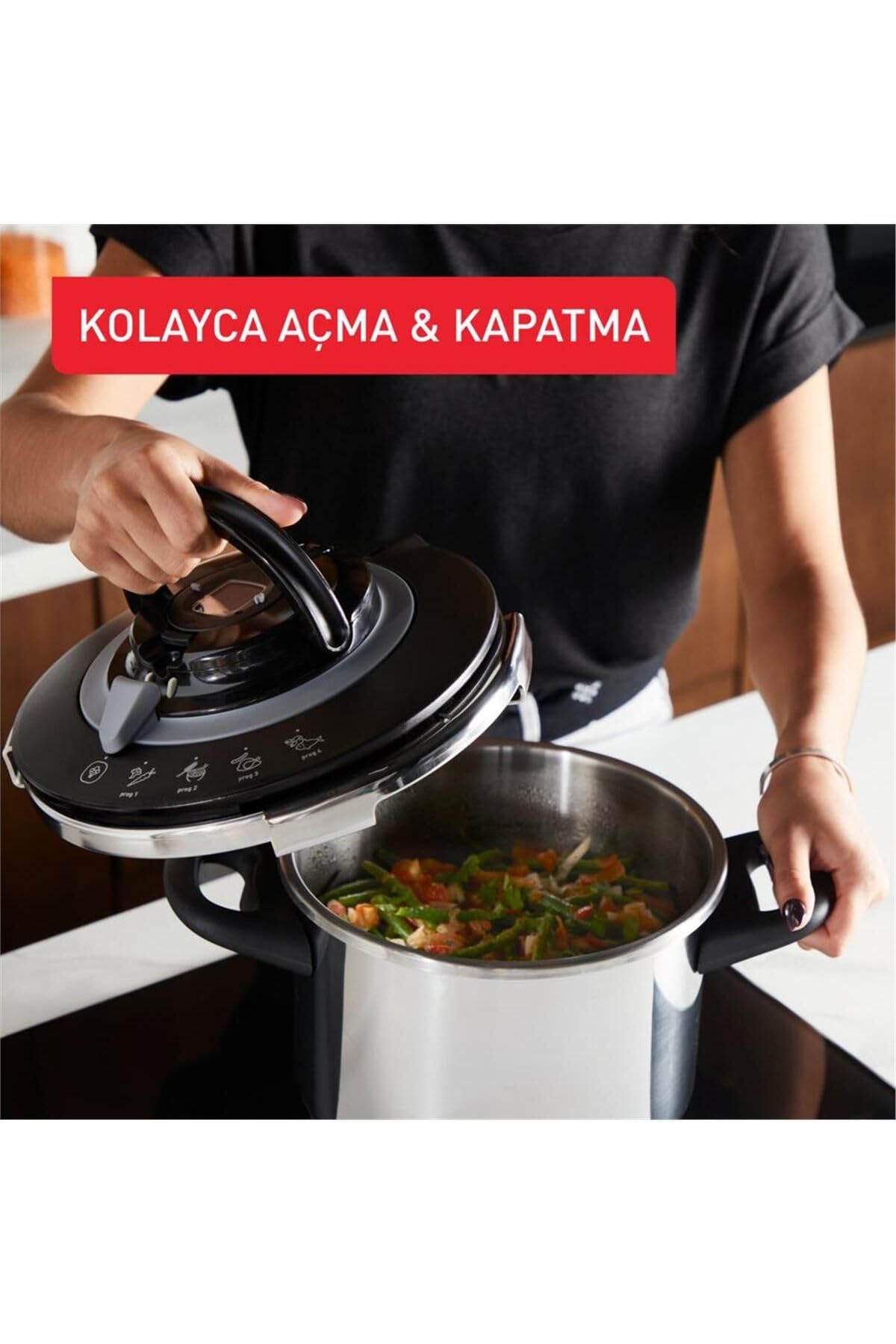 Clipso+ CHEF 8L | Olla a presión | 4 programas de cocción | Cocina rápida | Tapa con una sola mano | P4551431