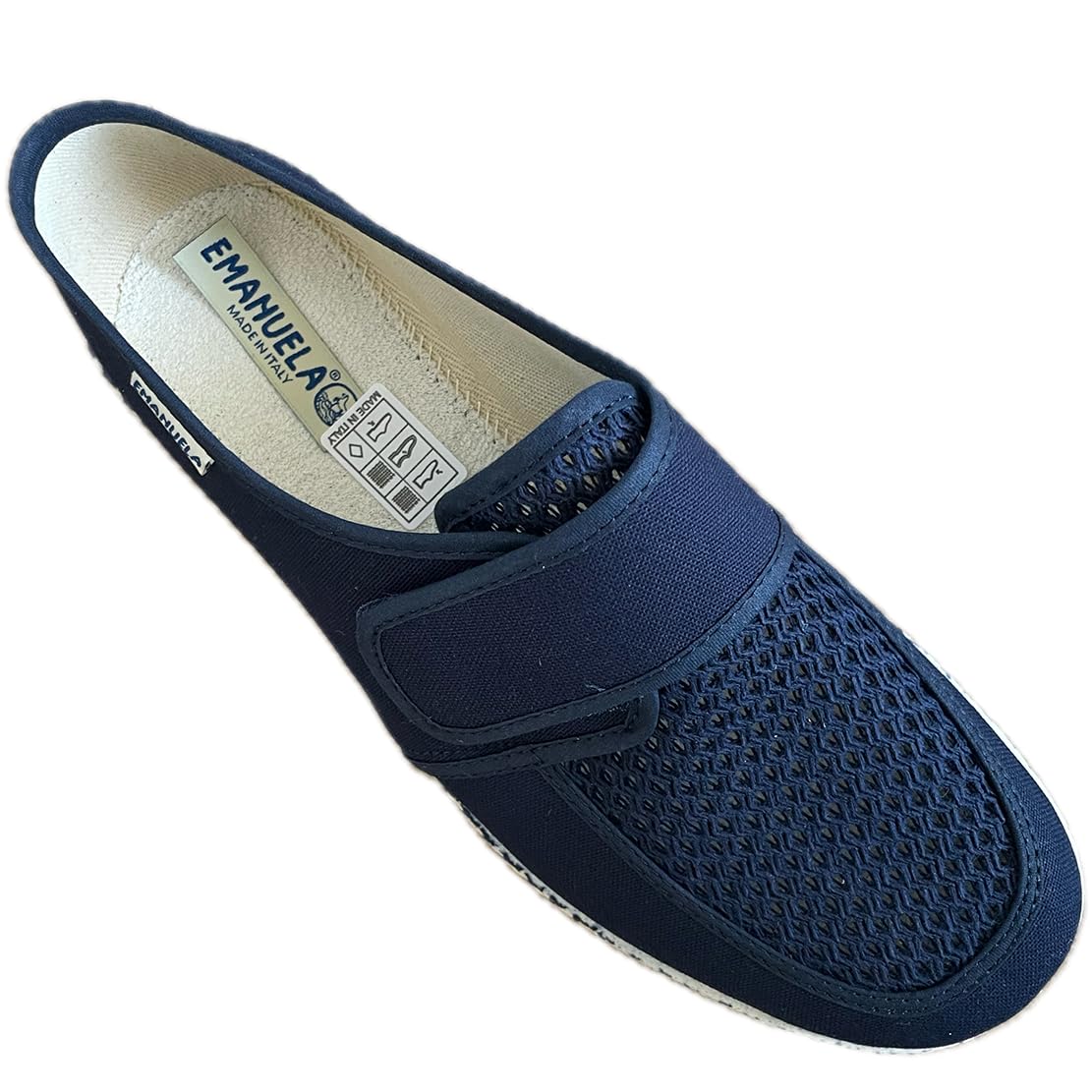 Emanuela scarpe pantofole uomo estive RIMINI in tela a nido d'ape davanti con strappo pianta comoda - Made in Italy